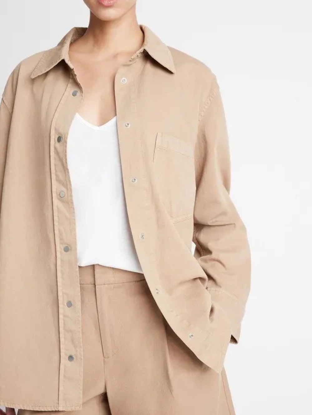 VINCE Cotton Twill Snap-Front Overshirt (MSRP: $425)